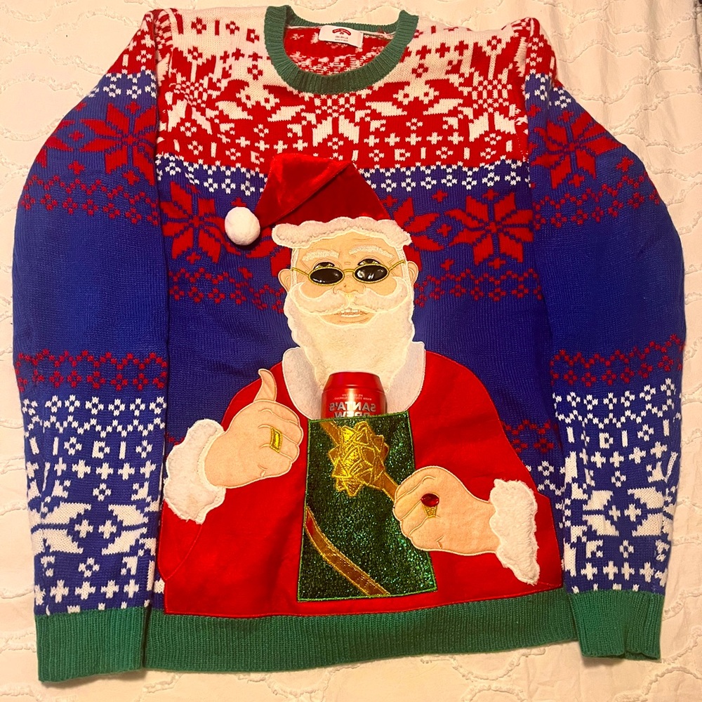 Holiday Time Santa Ugly Christmas Sweater X-Large